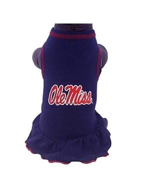 ALL Star Dogs NCAA Ole Miss Rebels Football Navy Blue/Red Dog Shirt/Dress SizeXL